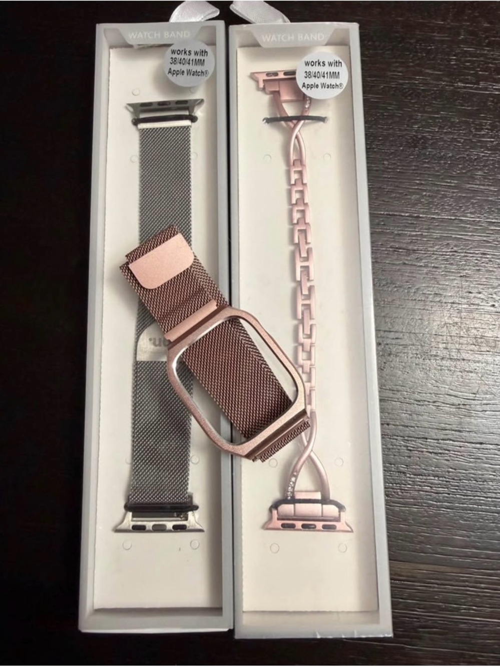 Rose Gold Metal Mesh & Link smart Watch Bands